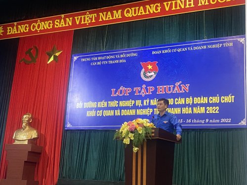 Đồng chí Hoàng Mạnh Cường - BT Đoàn TN khối khai mạc HN.jpg
